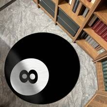 1pc Black 8 Ball Billiard Pattern Rug, 750g Velvet + Dot Plastic Bottom, Modern Personalized Creative Fluffy Soft Decorative Round Carpet, Suitable For Living Room, Bedroom, Entryway, Tatami, Balcony, Game Room, Boys/Girls Bedside Rug, Home Decor Bedroom Decor Room Decor Aesthetic Room Decoration Stuff Living Room Decor Rugs