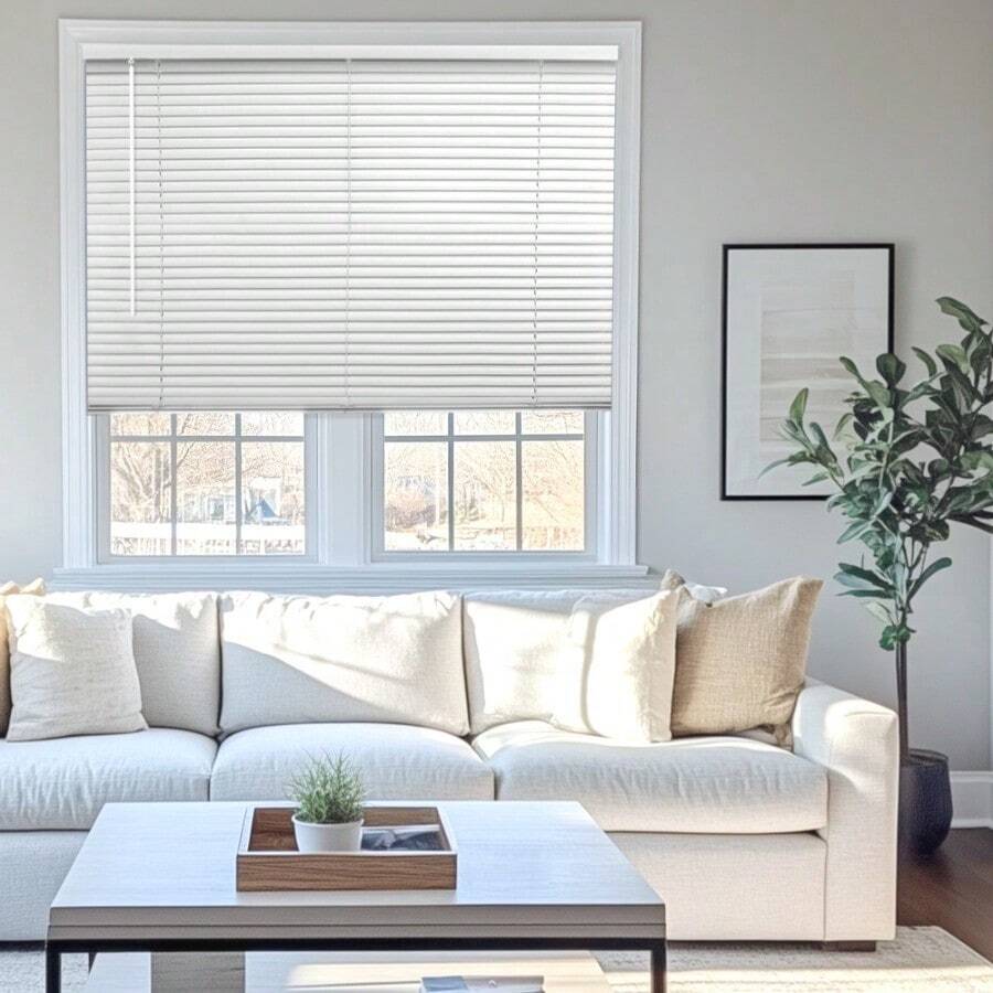 Cordless 1 Vinyl Mini Window Blinds White 32.5W X 72H - asPic - View 1