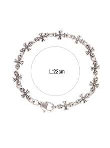 1 pieza Brazalete de hombre con cadena de cruz oscura, accesorio de calle de estilo gótico retro y fresco de metal