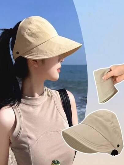 1pc Breathable Ponytail Sun Hat, Quick-Dry Hat, Fashionable Sun Hat, Suitable For Cycling And Hanging Masks, Outdoor Sports Sun Hat