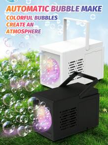 Juguete soplador de burbujas totalmente automático con múltiples agujeros, máquina de burbujas eléctrica rectangular portátil, regalo de juguete portátil para soplar burbujas al aire libre (no incluye baterías ni solución para burbujas)