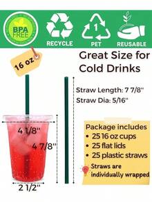 32 Oz Clear Plastic Cups With Lids And Straws, Disposable Coffee Cups 25 Sets - 16盎司杯 - 查看 3