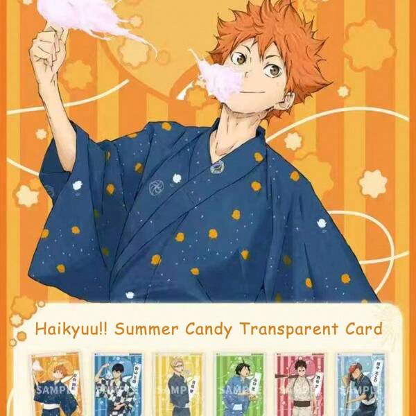 bandai Genuine Blind Box Haikyuu!! Hinata Shouyou Kageyama Tobio Tanaka Ryuunosuke Nishinoya Yuu Tsukishima Kei Yamaguchi Tadashi Summer Candy Transparent Card