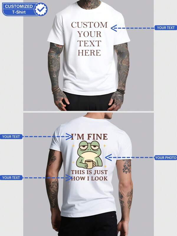 Camiseta personalizable para hombres - Agrega tu propia foto (familia, selfie, mascota, amigos, fiesta) para diseñar tu camiseta impresa personalizada. Regalos para parejas/familia/mascotas, Día de San Valentín, Aniversario, Navidad, Acción de Gracias, Patrones de Año Nuevo, Logo, Empresa, Boda, Atuendo de Fiesta, Regalo de Cumpleaños, Disfraz de Halloween, Atuendo de Navidad