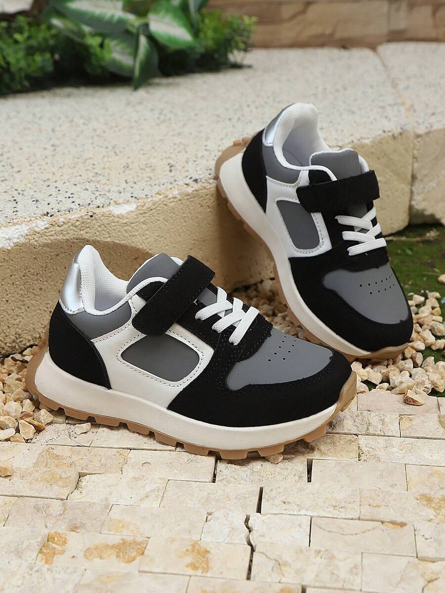 1 Pair Boys' Casual Versatile Comfortable Canvas Hook And Loop Sneakers, Suitable For School, Outdoor, All Seasons - Multicolor - View 1