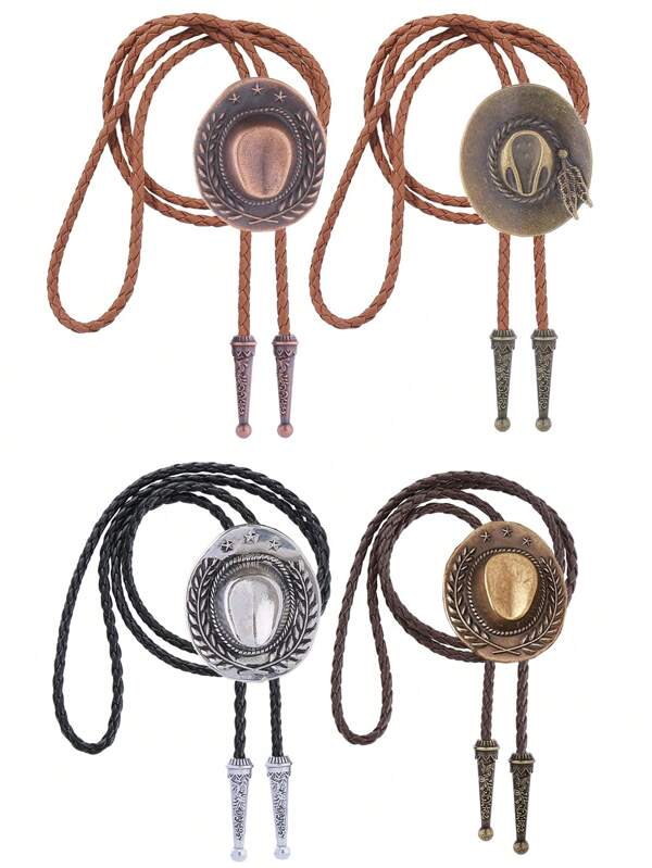1 Peça Gravata Bolo Unissex Vintage Bronze/Prata, Acessório de Uso Casual Personalizado e Fashionable, Ideia de Presente