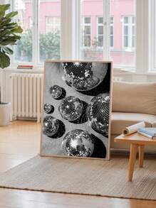 1pc, Party Canvas Decoration, Funny Disco Wall Arts, Idea Gift, Disco Ball Light Picture Poster Printing, Home Decor Painting For Living Room, Bedroom, Bar,Optional Frame