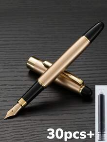 [Customized] 1pc High-Quality Electroplated Elegant Customized Refillable Fountain Pen With 0.5mm Fine Nib, Smooth Writing, Includes 30pcs 2.6mm Ink Cartridges. A Thoughtful Daily Writing/Calligraphy Pen Gift For Coworkers, Family, Valentine's Day, Back-To-School, Graduation, Christmas, Father's Day, Teacher's Day, Thanksgiving, Christmas, Mother's Day, Birthday, Personalized Gift - Multicolor - View 40