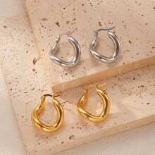 1 Paar einzigartige verdrehte Edelstahl Ohrringe, minimalistisch eleganter Luxus Modeschmuck für Frauen