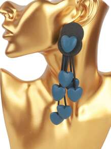 MARLIWOO 1 Pair Bohemian Style Heart Tassel Decorated Vintage Long Earrings For Women