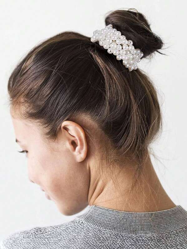 2 peças de elásticos de cabelo minimalistas e estilosos, à prova de pérolas, multiuso como acessórios de cabelo e pulseiras, prendedores de rabo de cavalo