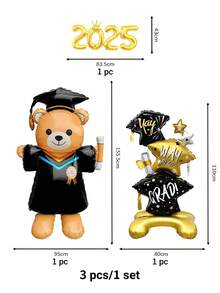 kumozawa 3件套2025年毕业派对气球装饰，舞会气球，2025年毕业装饰，毕业礼物，派对装饰，2025届 - 彩色 - 查看 4