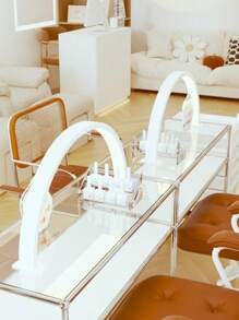 Halbmond Licht für Nageltisch mit Halterung, 3 Lichtfarben Nageltischlampe, Nageltechnik Licht mit Kabelsteuerung, 10 Helligkeitsstufen kabellose Installation Nageldesign Lampe für Schönheit/Wimpern/Tattoos, Weiß, Pink, Schwarz