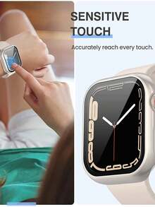 3 Packs 3 IN 1 Tempered Glass Film Hard PC Bumper Case For Apple Watch Series 11 10 9 8 7 6 5 4, 40mm/41mm/42mm/44mm/45mm/46mm/49mm Compatible With IWatch Screen Protector Protector Case Face Cover, For Women Men, Ultra-Thin Guard,Clear/Black/Rose Gold - Starlight + Rose Gold + Black - View 9