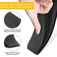 1 pieza Tope de puerta de goma en cuña para piso, espacios de puerta y prevenir que quede atrapado, tope de puerta apilable resistente para alfombra y puerta de uso pesado