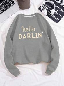 Hello DARLIN Women's Fashion Sweatshirts - Dark Grey - View 1