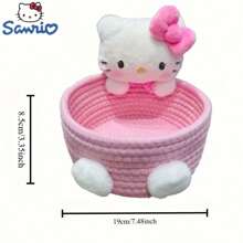 Sanrio 1 Stück Hello Kitty Kawaii Aufbewahrungskorb, süßer Harajuku Charm Kosmetikaufbewahrung Dekobox für Schlafzimmer, Geburtstagsgeschenk, Pink