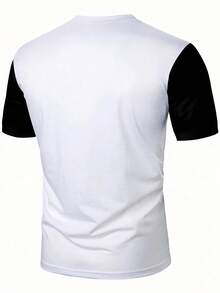 New Summer Contrasting Color Business Style Round Neck Men's Casual Short Sleeve T-Shirt - White - View 3
