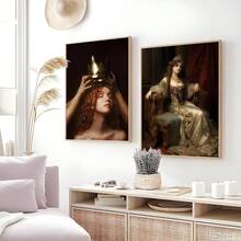 1 pièce Affiche murale de style rétro art médiéval européen de dame, impression pour décoration de la maison, chambre à coucher, bar. Cadre en option. - Multicolore - Voir 5