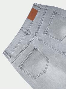 NVFelix New Fashion Distressed Pocket Straight Leg Jeans - Back To School Autumn Clothes,Light Grey - 淺灰色 - 查看 10