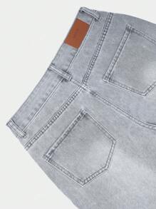 NVFelix Nuevos jeans rectos de pierna recta con bolsillo desgastado de moda - Ropa de vuelta al colegio para otoño