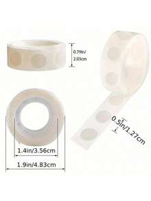500 piezas/5 rollos de puntos de pegamento adhesivo doble cara, cinta de puntos de pegamento transparente y removible para manualidades, DIY, regalos de Halloween - Blanco - Ver 2