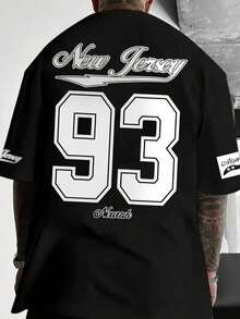 Teen Fashionable And Handsome Symmetrical Brooklyn Letter Print Creative Lightweight And Comfortable Short-Sleeved T-Shirt Summer Wear - Black - View 2