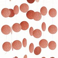 1 Set 4m Rose Gold/Gold Shiny Star Shaped Round Sequins Hanging Flag, Suitable For Birthday Decorations, Wedding, Graduation, Room Decor
