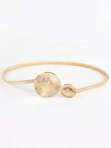Cinturón de cintura ajustable, tono dorado, con doble anillo, cinturón de metal ajustable de estilo minimalista elegante, cinturón de cordón de aleación multiusos, adecuado para uso diario con vestidos y suéteres - Dorado - Ver 4