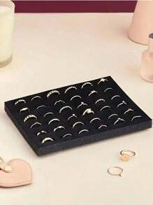 1pc 36/100-Position Ring Jewelry Box With Lid,Earring Jewelry Tray,Ring Jewelry Storage Display Tray,Simple Velvet Ring Box,Jewelry Box, Earring Jewelry Storage Box,Dustproof Jewelry Box Display Box Jewelry Display Dustproof Box Summer Necessity For Women Storage Organizer Gift Travel Back To School