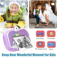 Kids Camera Instant Print, Kids Camera For Girls, 1080P HD Screen Kids Digital Camera Ideal Kids Toys Gifts For Boys & Girls 6-14 Age With 4 Rolls Print Paper& 6 Color Pens