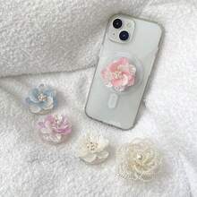 花卉 3D 手机气囊支架，可扩展粘贴式手机支架，桌面支架，兼容 、Android 手机，生日、家人、朋友礼物，推拉式手机握把，手机配件 - 彩色 - 查看 2