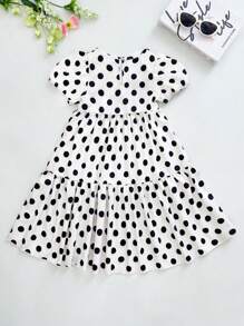 Seven Princess 1 pièce Robe décontractée à col rond à manches courtes oversize à pois, style coréen, confortable et adaptée aux loisirs, aux vacances et aux sorties