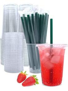 32 Oz Clear Plastic Cups With Lids And Straws, Disposable Coffee Cups 25 Sets - 16盎司杯 - 查看 2