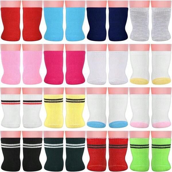 5 Paar Puppensocken-Zubehör, geeignet für 18 Zoll große American Girl-Puppen, Puppenkleidung, 45,72 cm große American Girl-Puppen, Weihnachts-, Geburtstagsgeschenk (5 Paar zufällig gefärbte und gestylte Socken)