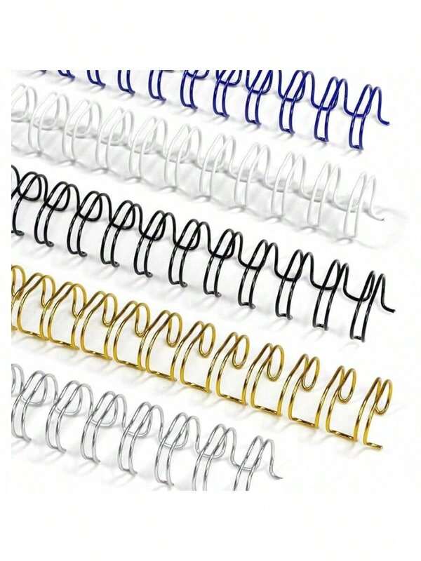 WR3279M Wire Binding Spines, Multicolor, 3:1 Pitch Double Loop Binding Wires 5/16 Inch, 32-Loop Wire Ring Pack Of 100 With Black, Gold, Blue, White, Silver
