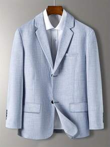 Chaqueta de traje azul claro para hombre, diseño minimalista y elegante, blazer formal casual de negocios