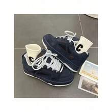 Fur Patchwork Retro Bread Shoes Men Lightweight Sports Skate Shoes - 39 - View 6