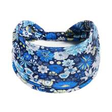 1 Stück Bohemian Stil Frauen Blumen-Muster verdrehtes elastisches Stirnband, breites dehnbares rutschfestes Haartuch für Damen Yoga Make-up Workout, für alle Jahreszeiten, Polyester Faser Turban Stirnband
