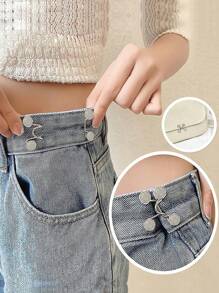 2pcs/4pcs Round Waist Tightener Buckle Pants Pins For Jeans, Skirts, Pants, Collar Buttons Brooch Pins For Women And Men, High Quality Metal, Durable, No Tools Instant Pant Adjustable Button Pins, Metal Anti-Walking Light Brooch, Fashion And Detachable Pant Clip, Travel Essential, Bag Accessories For Girl, Student And Gift For Mom