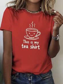 Esta es mi camiseta de té, camiseta de moda de mujer de algodón puro - Rojo - Ver 1