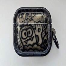 1pc Cute Cartoon Transparent 3D Frame Monster With Black Circle, Suitable For 1/2/3/Pro/Pro2 Protective Anti-Drop Case - Transparent Black - View 6