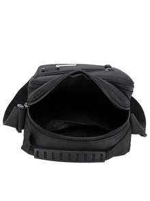 新款时尚单肩包男士包多拉链牛津布手机包斜挎包帆布休闲背包 - 黑色 - 查看 3