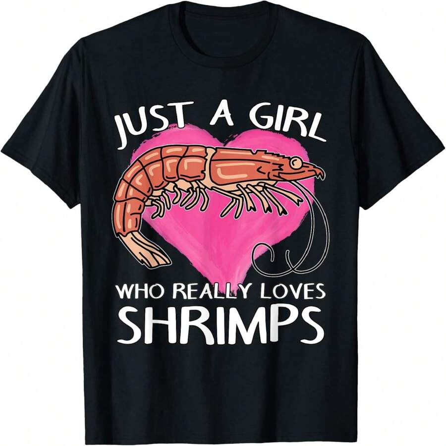 Camiseta "Una chica que realmente ama los camarones" - Negro - Ver 1