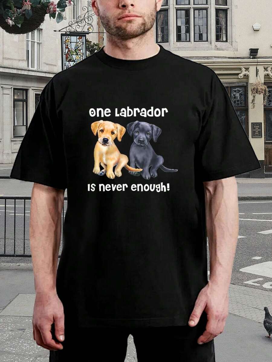 ¡Un labrador nunca es suficiente! Camiseta para amantes del labrador - Linda camiseta gráfica de cachorro - Camiseta de algodón suave de manga corta - Regalo perfecto para dueños de perros - Múltiples colores y tallas - ¡Compra ahora! - Negro - Ver 1