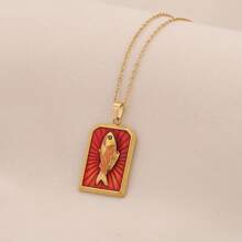 Freegrow 1pc Heart-Shaped 8-Pointed Star Fish Tarot Pendant Necklace, Suitable For Women Everyday Wear