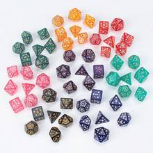 Easytoday 7pcs/Set New Star Carving Dice Set, Acrylic D4 D6 D8 D10 D20 Polyhedral Dice With 8 Colors, High Quality For Tabletop Games - Nhiều màu - Xem 2
