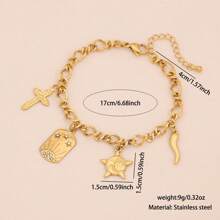 1pc Star & Moon Eye Stainless Steel Bracelet, Suitable For Women's Daily Wear