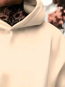 The Boston Men's Cotton Unisex Flannel Kangaroo Sweatshirt - 米色 - 查看 3
