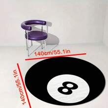 1pc Black 8 Ball Billiard Pattern Rug, 750g Velvet + Dot Plastic Bottom, Modern Personalized Creative Fluffy Soft Decorative Round Carpet, Suitable For Living Room, Bedroom, Entryway, Tatami, Balcony, Game Room, Boys/Girls Bedside Rug, Home Decor Bedroom Decor Room Decor Aesthetic Room Decoration Stuff Living Room Decor Rugs